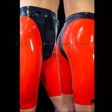 Codpiece design middle latex panties with hole men in red patchwork black colors made of 0.4mm thickness natural latex 2024 - buy cheap