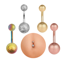 Fashion Colorful Scrub Stainless Steel Bell Button Ring Cute Belly Ring Bar Navel Body Piercing Jewelry Ball Nombril Ombligo 2024 - buy cheap