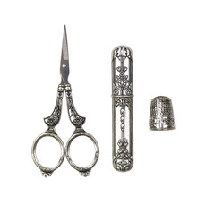 European Vintage Sewing Kit Stainless Steel Scissors / Metal Thimble/ Needle Case DIY Sewing Tools for Embroidery Cross Stitch 2024 - buy cheap
