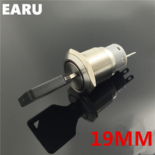 Interruptor de fechadura rotativa à prova d'água, 1 peça, 19mm, chave 5a ac250v 2 3 posições, interruptor on-line
