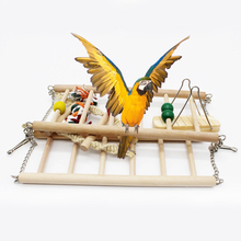 Wood Ladder with Metal Hook for Birds in Cage Nest Bird Toys Parrot Accessories Stand Aves Budgie Agapornis Swing Perch Pet Toys 2024 - buy cheap