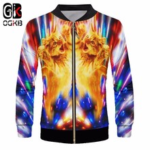 Ogmb jaqueta masculina de manga longa com estampa 3d, novidade, estilo casual, jaqueta de raios coloridos, com desenho de animal, para atividade ao ar livre, moda urbana, punk, unissex 2024 - compre barato