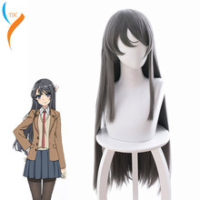 Sakurajima Mai серый длинный парик косплей костюм Seishun Buta Yarou wa Bunny Girl Senpai no Yume wo Minai термостойкие волосы 2024 - купить недорого