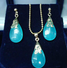 Charming blue pendant necklace & earrings set ^^^NEW style Fine jewe Noble Natural FREE SHIPPING 2024 - buy cheap