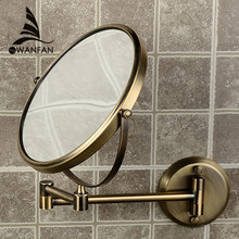 Bath Mirrors 8 Inch Round 2 Face 3 x Magnifying Mirrors of Bathroom Folding Makeup Mirror Brass Bronze Wall Mirror 1308Q 2024 - buy cheap