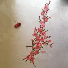 Tela de bordado soluble en agua, parche grande de flor de Orquídea de jade y ciruela sin pasta de goma, vestido cheongsam de estilo folclórico grande 2024 - compra barato