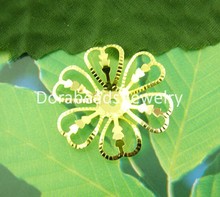 8SEASONS 100PCs gold-color Filigree 6Petals Flower Beads Caps 28mm Dia. (B00833) 2024 - buy cheap