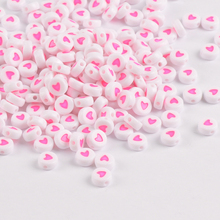 Contas espaçadoras redondas e planas de acrílico, 7x3mm, 200 peças, rosa, coração, fazer joias, ykl0630x 2024 - compre barato