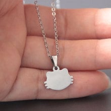 1pc Cat Head Stainless Steel Necklace Cute Cats Pendants Necklaces Women Girls Kids Fashion Jewelry Accessories 2024 - buy cheap