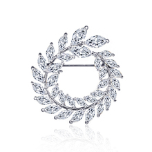 LADYCHIC Elegant Olive Branch Brooches for Women Micro Pave Cubic Zirconia Silver Color Vintage Shining Pins Jewelry Gift LH1018 2024 - buy cheap