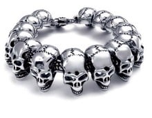 2015 best price Perfect man Fashion Offbeat 316L Stainless Steel Gothic Skull Biker bangle Bracelet 24mm 8.66'' 136g For Gifts 2024 - buy cheap