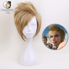 Peruca sintética loira masculina, peruca curta fofinha em camadas, anime 12 polegadas ff15 final xv prompto prata cosplay 2024 - compre barato