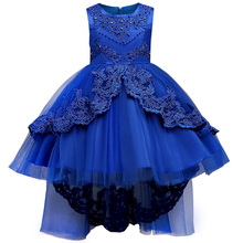 Лето 2020, высококачественное элегантное платье принцессы с цветочной вышивкой для вечеринки, бутиковое платье, детское свадебное платье для девочек, WZSP 2024 - купить недорого