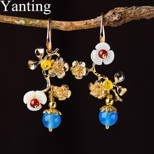 Yanting Shell Flower Statement Earrings Luxury Irregular Dangle Earrings For Women Female Gold Color Natural Stone 0419 2024 - buy cheap