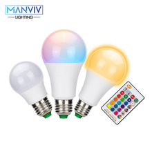 Bombilla LED RGB inteligente E27, 15W, 10W, 5W, 220V, RGB, RGBW, RGBWW, modo de memoria regulable, remoto IR, colorida, mágica, fiesta, Bar, Club nocturno 2024 - compra barato