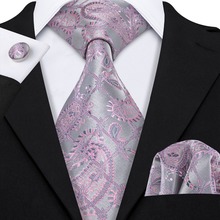 New Classic Pink Paisley Suit Tie 100% Silk Men Tie For Wedding Business Barry.Wang Necktie Handkerchief Mens Dress Ties LS-5058 2024 - buy cheap