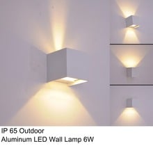 Lámpara LED de aluminio para exteriores, luz de pared impermeable IP65, 6W, cubo, Blanco/Negro, 110V, 220V, aplique de pared para pasillo y casa 2024 - compra barato
