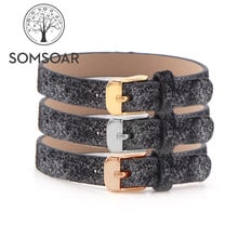 Somsoar Jewelry sparking black sky genuine leather Wrappable Bracelet fit DIY Story Slide Key Charm accessories 5pcs/lot 2024 - buy cheap