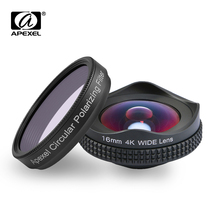 APEXEL-lente gran angular para teléfono móvil, 16mm, 4K, con filtro CPL, para iPhone, Xiaomi, Samsung, LG, Huawei P10 2024 - compra barato