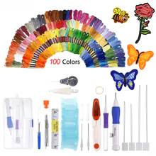 Magic Punch Embroidery Needle Set With 100pcs Cross Stitch Floss Embroidery Threads Kits Scissors Needles Sewing Accessories Kit 2024 - buy cheap