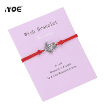 Iyoe pulseira de amizade para homens e mulheres, bracelete com berloque de tartaruga marinha, vintage e vermelha 2024 - compre barato