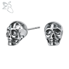 ZS Punk Stud Earrings Skull Stainless Steel Jewelry for Men Hip Hop Ear Piercing Jewelry Rock and Roll Earring Biker Jewellry 2024 - buy cheap