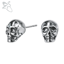 ZS-pendientes de acero inoxidable con forma de calavera para hombre, Piercing para la oreja, estilo Punk, Hip Hop, Rock and Roll, joyería para motorista 2024 - compra barato