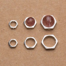 2pcs/lot 925 Sterling Silver Geometry Spacer Beads Inner Size 4.2mm 6.2mm 8.2mm Decoration Cover Beads DIY Jewelry Making Charm 2024 - buy cheap