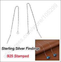 Hot Sale 100 PCS Pure 925 Sterling Silver Ear Long Thread Findings Box Chain For Crystal Beading DIY Earrings Jewelry 2024 - buy cheap