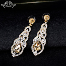 Fashion 4 color Wedding Long Drop Earrings for Women Crystal Rhinestone Bridal Party Prom Korean Earrings Jewelry Gift 2024 - buy cheap
