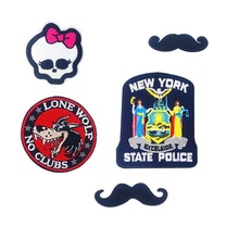 Cute T shirt Girl Embroidered Patch Moustache Punk Skull Applique Iron on Patches for Clothing Women Deal with it Cute Stickers 2024 - buy cheap