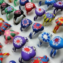 40Pcs Whole Lovely Children Polymer Clay Rings for Boys Girls Jewelry Bulk Lots LR242 2024 - buy cheap