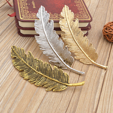 Vintage Retro Big Gold Bronze Fancy Feather Hair Clip Hairpin Large Metal Leaf Hair Barrette For Women Hair Accessories 2024 - buy cheap