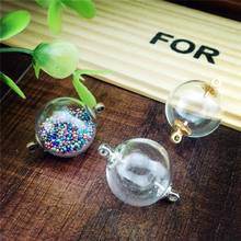 100sets16mm  double hole round glass globe and bronze cap set no filler glass vial pendant  glass bottle 2024 - buy cheap
