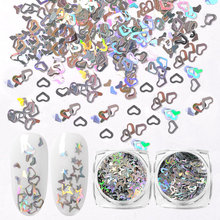 MEET ACROSS голографические Блестки для ногтей Блестки Серебряные Круглые хлопья r пайетки в форме сердца Типсы 3D сделай сам украшение для дизайна ногтей 2024 - купить недорого