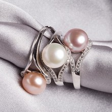 Женское кольцо с натуральным пресноводным жемчугом, регулируемое кольцо большого размера 8-9 мм, 3 цвета 2024 - купить недорого