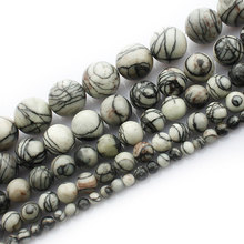 Contas de jaspers de web preta 4-12mm, contas de pedra natural para fazer jóias, pulseiras, 15 ''bordado, faça você mesmo, berloque 2024 - compre barato