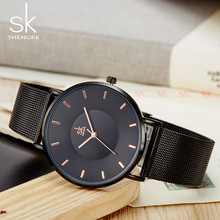 Relógio feminino shengke 2021, relógio de quartzo ultrafino de alta qualidade, elegante com vestido, para mulheres 2024 - compre barato