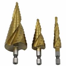 3PCS HSS 4241 Steel Step Cone Titanium Coated Drill Bit Cut Tool Set Hole Cutter with Hex Shank 2024 - buy cheap