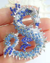 Unique Chinese Dragon Brooch Pin Pendant Blue Rhinestone Crystal EE02980C7 2024 - buy cheap
