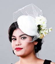 Chic Wedding Fascinator Hat Silk Flower Adorn Womens Headwear Wedding White Net Hats And Fascinators Ladies  Hair Accessories 2024 - buy cheap