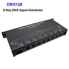 AC 110V ~ 220V DMX128 8 канальный DMX контроллер/усилитель/сплиттер/DMX Репитер сигнала/8 выходных портов распределитель сигналов DMX 2024 - купить недорого