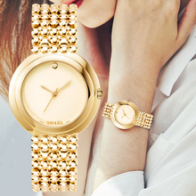 Часы SMAEL женские кварцевые, модные брендовые Роскошные водонепроницаемые повседневные наручные, золотистые 2024 - купить недорого