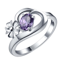 purple zircon love heart  Silver plated ring, silver fashion jewelry ring For Women&Men , /CJXDRPTU TEQSGRUX 2024 - buy cheap