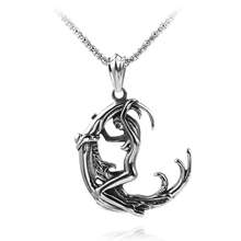 Vintage Gothic Necklace Men Lady Riding the Moon Pendant Charm Necklace Sieraden Alloy Pendant Nightclub Clothing Match 2024 - buy cheap