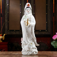 White porcelain, Guanyin Avalokiteshvara, Buddha statue sculpture, ceramic ornament, statue, Kwan-yin Bodhisattva height 30cm 2024 - buy cheap