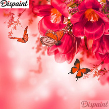 Dispaint-pintura de diamante 5D DIY "Flor Mariposa", bordado 3D con diamantes de imitación cuadrados o redondos, estilo punto de cruz 5D, decoración del hogar, A10972 2024 - compra barato