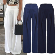 Summer 2019 Solid Chiffon Women Jeans High Elastic Waist Loose Trousers Long Pants Female Fashion Casual Wide Leg Pants New  -N 2024 - buy cheap