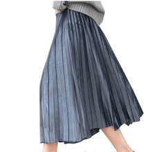 2021 Spring Summer Women's Long Skirts Fashion Brand A-Line Waist elastic waist Pleated Skirt plus size Casual Black Skirt 6XL 2024 - buy cheap