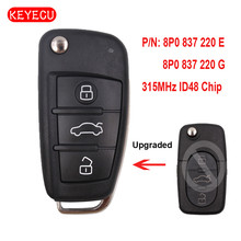 Keyecu Upgraded Flip Remote Car Key 3 Button 315MHz ID48 Chip Fob for Audi A3 TT 2006-2010 P/N: 8P0837220E/8P0837220G 2024 - buy cheap